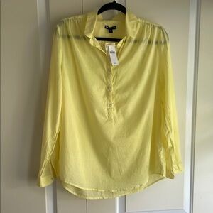 GAP Yellow Relaxed Polo Blouse with 3/4 Sleeves